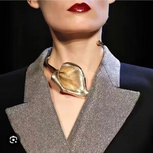 Sculptural Gold Leaf Necklace